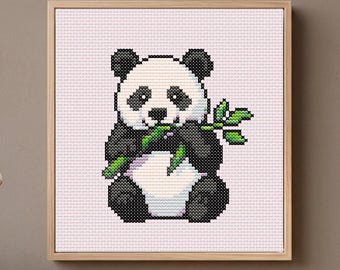 Patrón de punto de cruz contado de panda en PDF • Bordado de panda bebé • Decoración para habitación infantil • Ideal para principiantes