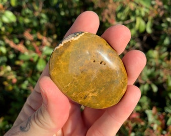 SALE Ocean Jasper Worry Stone, Polished Flat Palm Stone Gemstone, Crystal Healing Stone