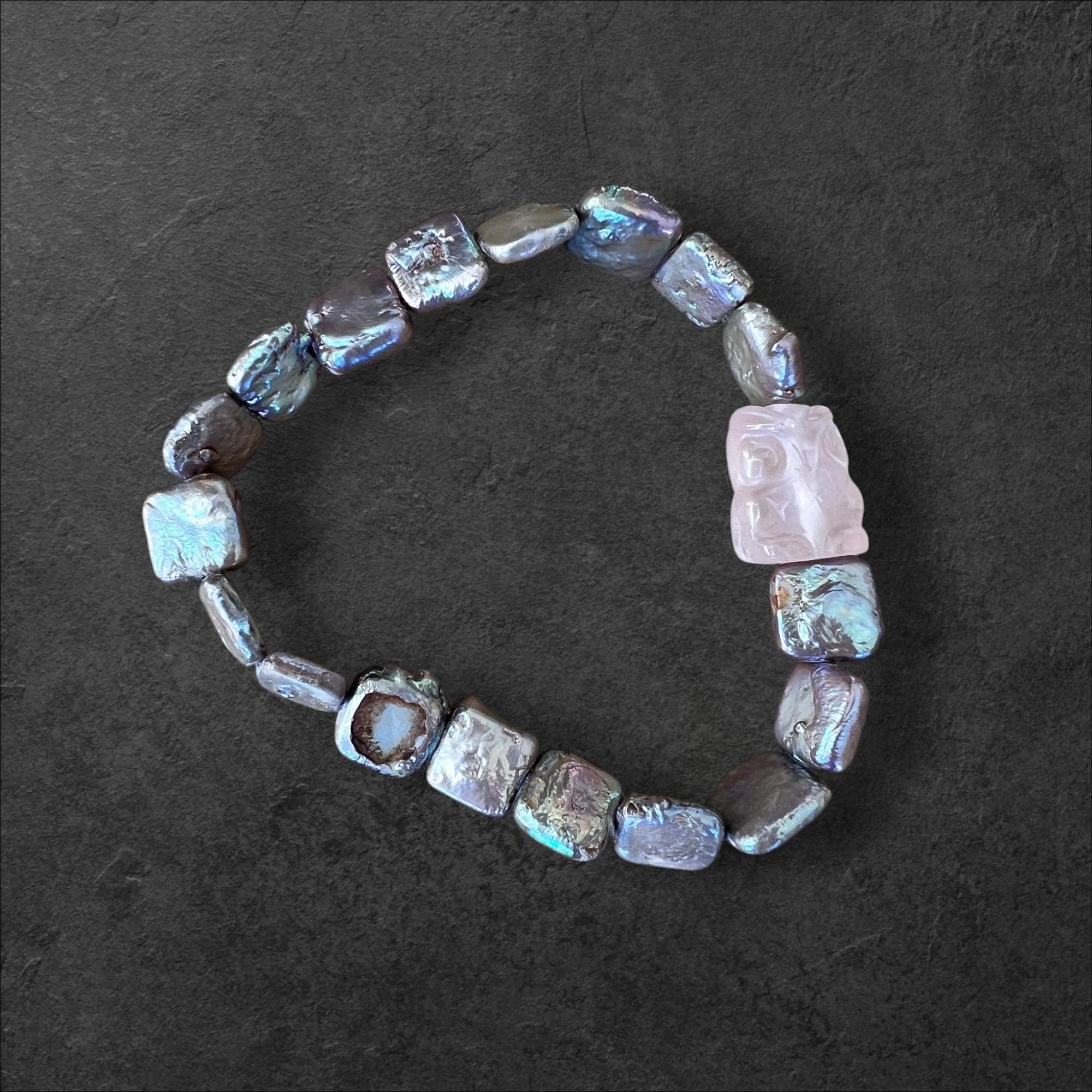 Owl Pearl Pink Stretch Bracelet