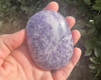 SALE Lepidolite XL Palm Stone Crystal, Polished Gemstone, Crystal Healing, Anxiety Stone