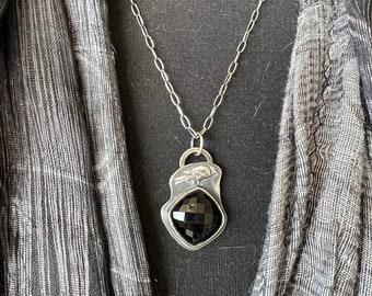 Raven Handmade Sterling Silver Black Agate Necklace