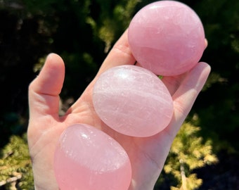 Rose Quartz Palm Stone Polished Gemstone SALE