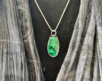 Malachite Sterling Pendant Necklace