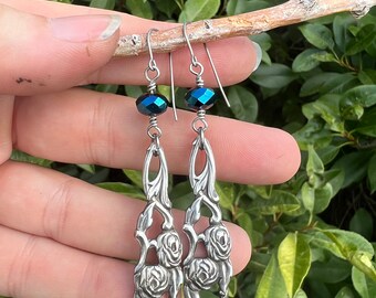 Silverware Roses Dangle Earrings