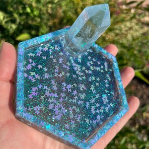 Butterfly Glitter Crystal Resin Tray, Decorative Trinket Tray