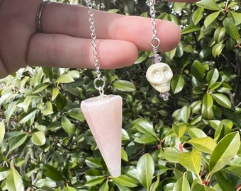 Rose Quartz Skull Dowsing Pendulum