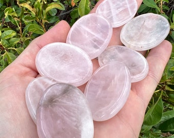 Rose Quartz Crystal Worry Stone, Polished Gemstone, Crystal Healing Stone SALE
