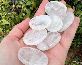 Quartz Crystal Worry Stone, Polished Gemstone, Crystal Healing Stone, SALE