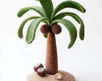Patrón de amigurumi de palmera a crochet, decoración de playa tropical (patrón en PDF)