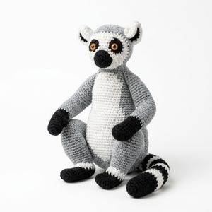 Virkat ringstjärtslemur-amigurumimönster, PDF-handledning för gosedjur (nedladdning direkt)