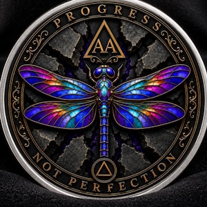 One Day at a Time | Personalized AA Sobriety Coin | Custom Recovery Gift | Tree of Life Challenge Coin | Keep It Green 1-99 Years