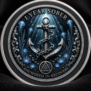 1 Year Sober Gift | Custom AA Sobriety Coin | One Year Recovery Medallion | Personalized Alcoholics Anonymous Chip | 1 Year AA