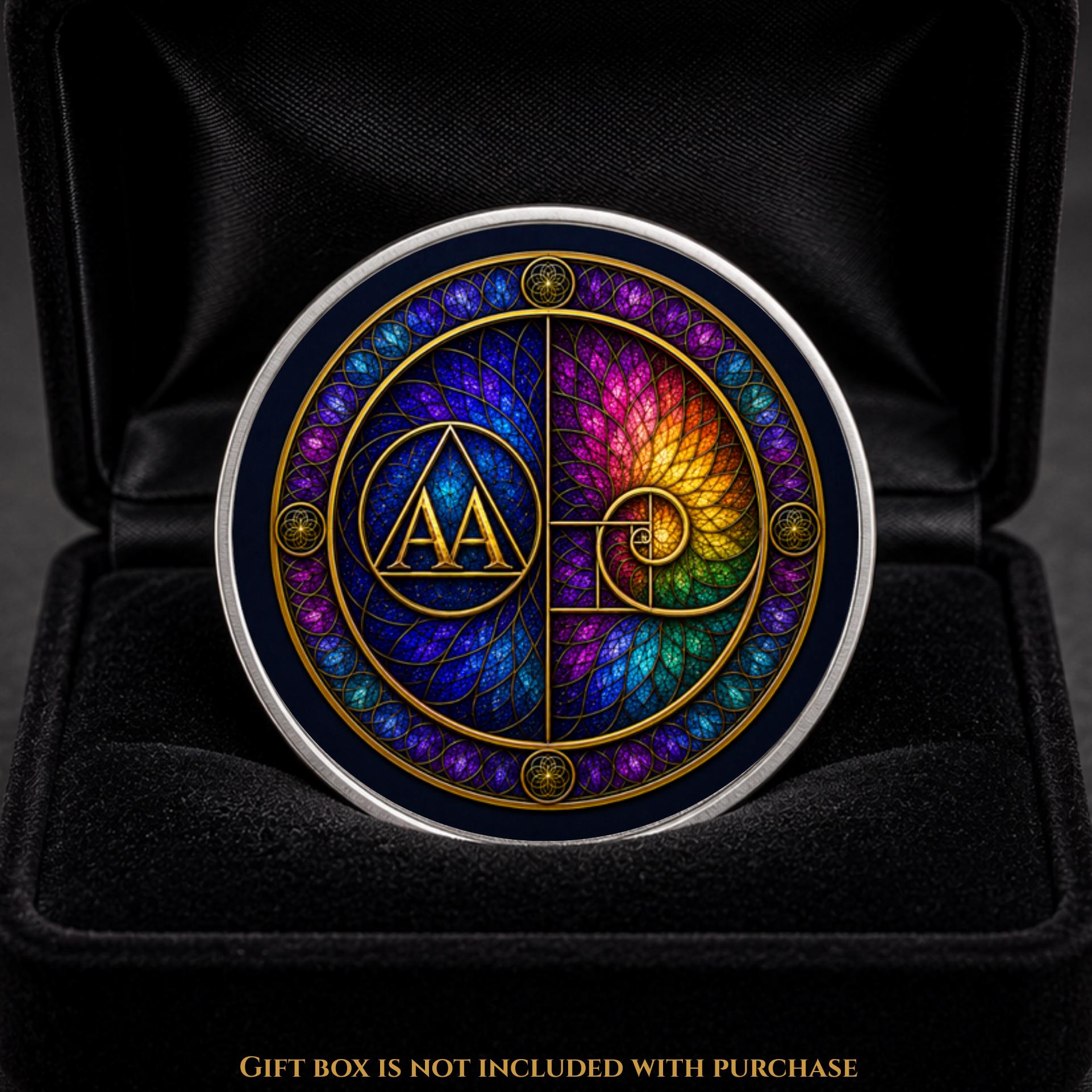 AA Sobriety Coin, Custom Recovery Keepsake, Personalized Sober Milestone Gift, Stained Glass Challenge Coin, 1-99 Years