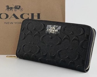 小物 coach soho signature buckle wallet black Coach Soho Buckle Zip Around Wallet Black Leather Purple Interior