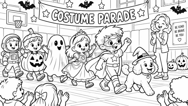 Halloween Adventure Coloring Book for Kids Ages 4-8 printable PDF - page preview 7
