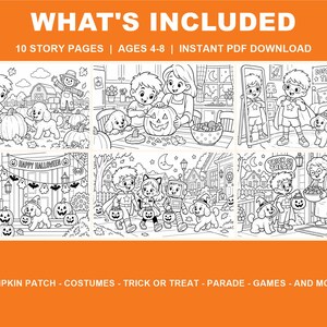 Halloween Adventure Coloring Book for Kids Ages 4-8 printable PDF - page preview 3