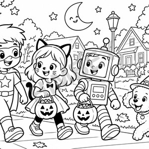 Halloween Adventure Coloring Book for Kids Ages 4-8 printable PDF - page preview 6