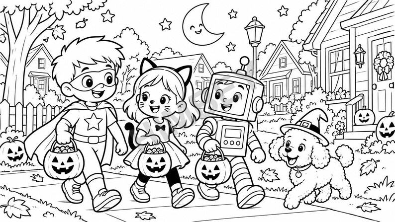 Halloween Adventure Coloring Book for Kids Ages 4-8 printable PDF - page preview 6
