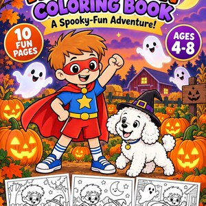 Halloween Adventure Coloring Book for Kids Ages 4-8 printable PDF - page preview 2
