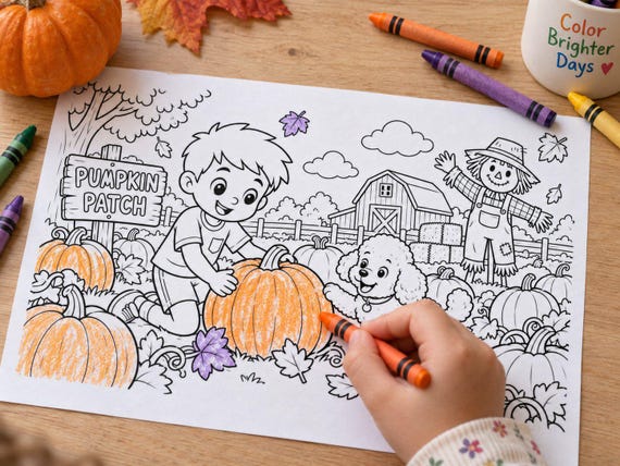 Halloween Adventure Coloring Book for Kids Ages 4-8 | 10 Printable Pages (PDF)
