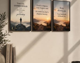 Motivational Quotes Wall Art Set | Minimalist Office Decor, Inspirational Posters (Digital Download)