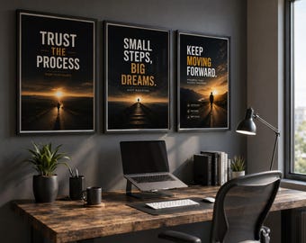 Set di 3 quadri motivazionali da parete per ufficio.