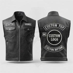 Custom Handmade Leather Motorcycle Club Vest, Personalized MC Biker Vest, Genuine Cowhide Leather Riding Waistcoat with Custom Patches