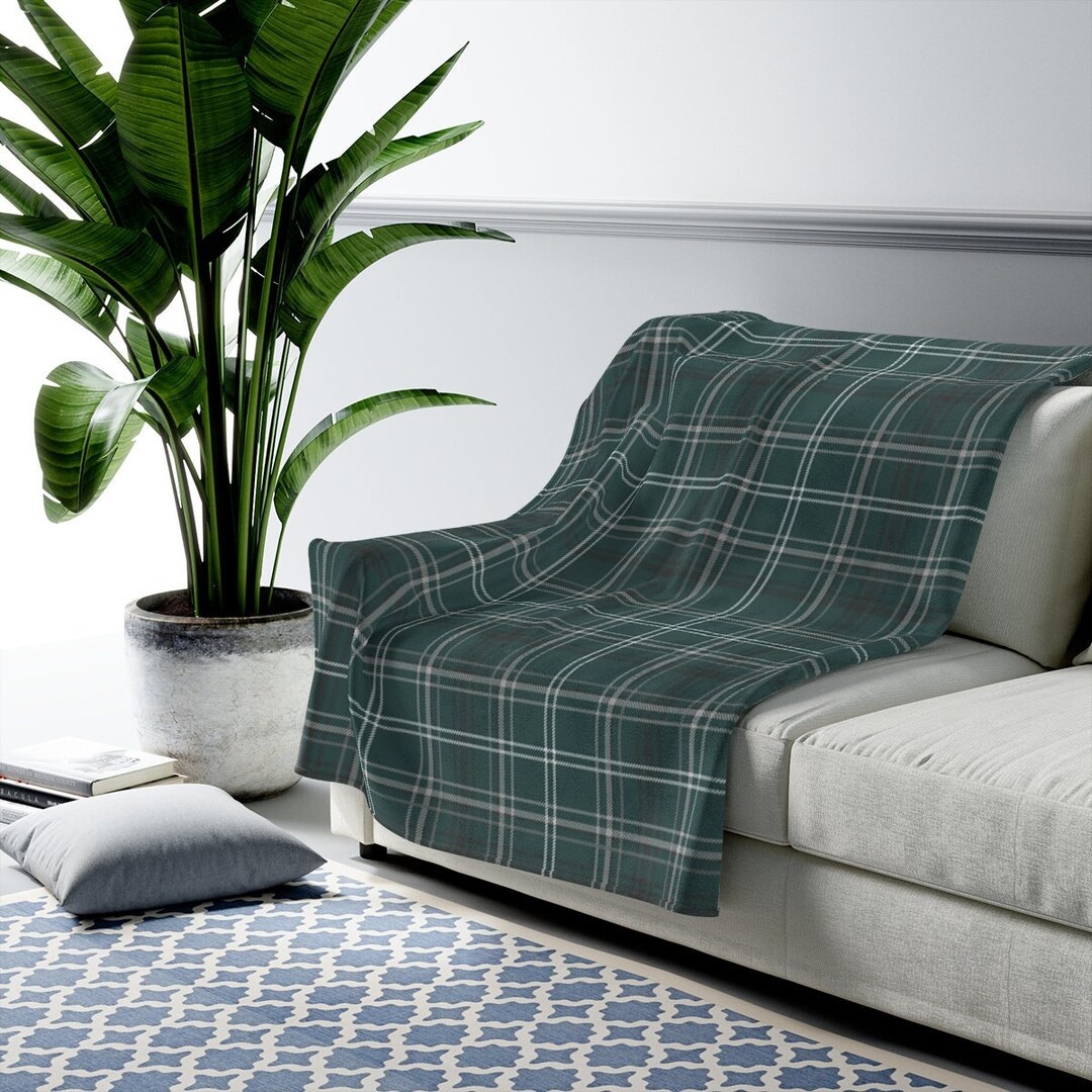 Forest Green Plaid Throw Sage Checkered Blanket Forest Green Throw