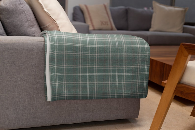 Forest Green Plaid Throw Sage Checkered Blanket Forest Green Throw