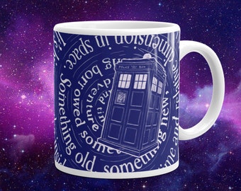 TARDIS wibbly wobbly time and space printed mug