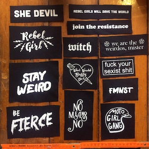 BUY 5 + 1 FREE! Riot girl, Feminist, girl power DIY screen printed patches!