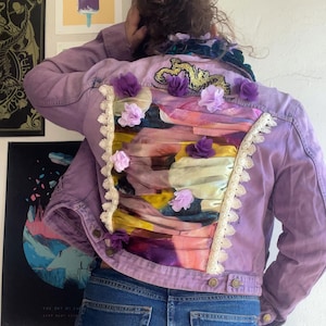 Statement Denim Jacket, Mermaidcore, Punk Jacket, One-of-a-Kind, Handcrafted Clothes, Upcycled Jacket, Custom Denim Jacket, Size Medium