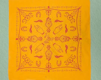 Italian Folk Magic Veil | Stregheria Protection Scarf | Ancestral Talisman Cotton Bandana | Witch Veiling Headscarf handmade