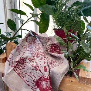 Persephone Goddess Bandana | Pomegranate Witch Altar Cloth | Cotton Headscarf Veiling | Handmade Dark Feminine Gift image 11