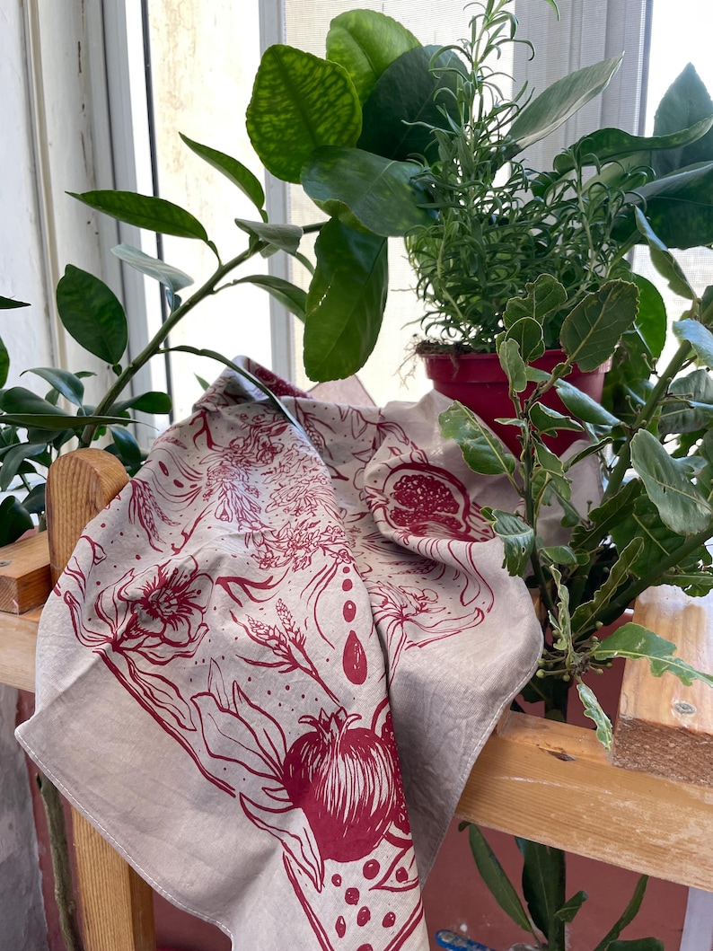 Persephone Goddess Bandana | Pomegranate Witch Altar Cloth | Cotton Headscarf Veiling | Handmade Dark Feminine Gift image 11