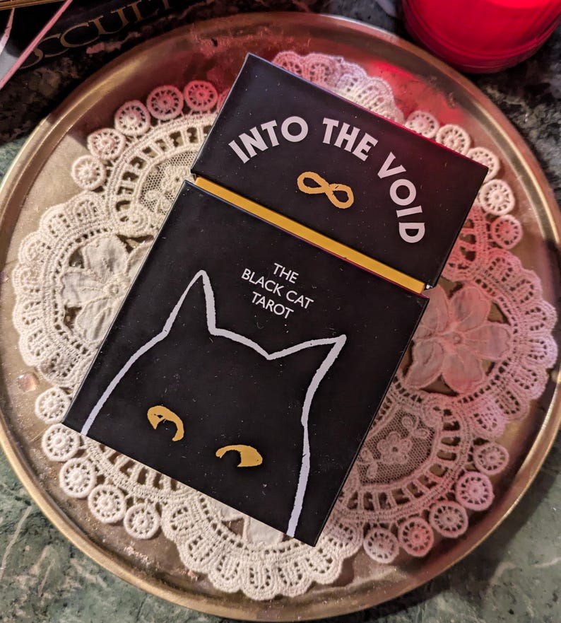 Black Cat Tarot | In de leegte | Kunstenaar gemaakt | Op Rider Waite geïnspireerd kaartspel met 78 kaarten | Cadeau occulte heks afbeelding 2
