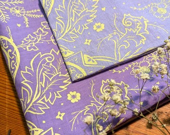 Art Nouveau Floral Cotton Scarf | Hand-Printed Pure Cotton Bandana | Witch Altar Cloth | Vintage Ornamental