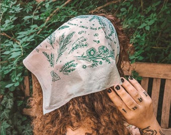 Practical, magic 100 Cotton Scarf, Witchy Decor, Alter Cloth, Bandana, Headscarf, Herbs & Spices, Kitchen Witch, Witch Gifts, Pagan Decor