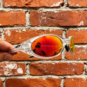 Retro Oakley Eye Jacket Redux Sunglasses Clear Frames Ruby Lenses Y2K
