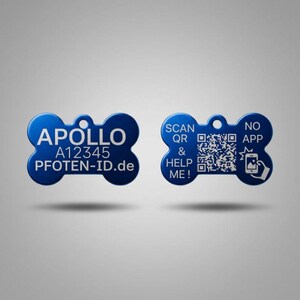 Personalisierte Hundemarke mit QR-Code – Hundeanhänger mit Namen, digitale Kontaktdaten, Haustier-ID für Hund & Katze 26x39 mm