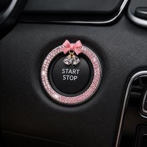 Startknappsskydd med strass, bling-dekorationsring för bilens interiör