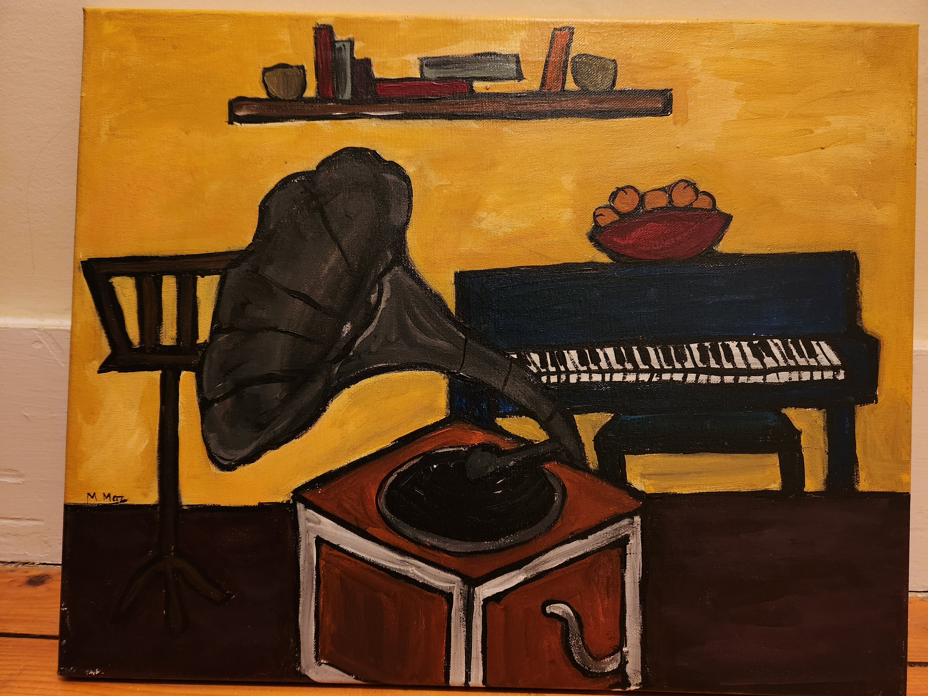 アート・デザイン・音楽 Painting acrylic on canvas Designart ' Abstract Music and Rhythm ' Abstract Framed