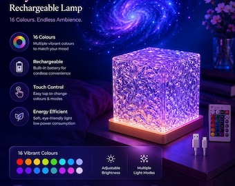 16色ウォーターウェーブプロジェクター、寝室装飾用充電式オーシャンリップルライト