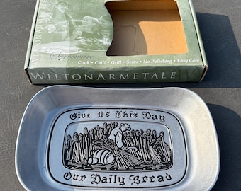 New in Box Wilton Armetale Give Us This Day Our Daily Bread Large Serveware Tray