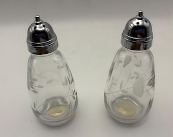 Vintage Princess House Heritage Etched Glass Salt & Pepper Shakers