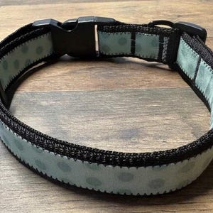 Teal Polka Dot Collar | Heavy Duty Black 1" Webbing | 16.5"-27" Large Adjustable | Handmade Fabric | MokiandMamaBear