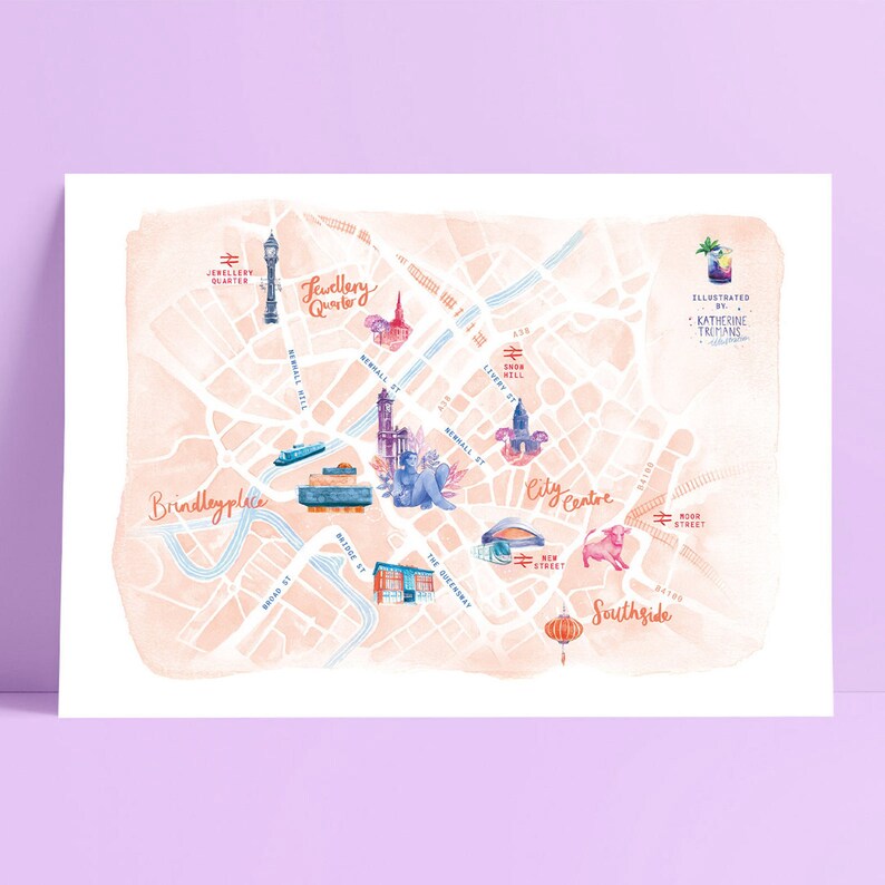 Custom Illustrated Map A3, A2, A1 image 4