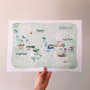 Custom Illustrated Map A3, A2, A1 image 3