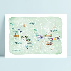 Custom Illustrated Map A3, A2, A1 image 2