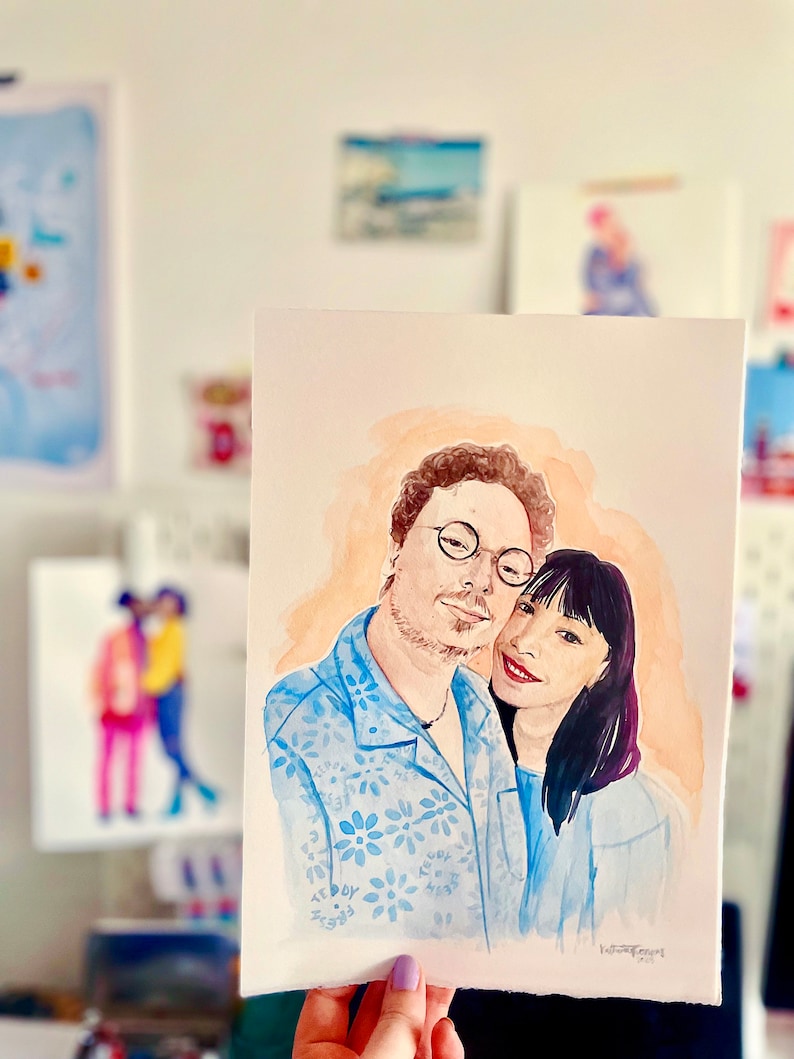 Custom Portrait, Watercolour Portrait, Family Portrait, Couple Portrait image 1